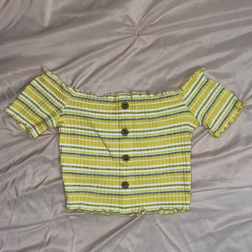 Yellow Off the Shoulder Crop Top